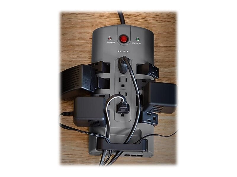 Belkin PivotPlug 12-Outlet Surge Protector, 4,320 Joules, 8' Cord, Gray/Black (BP112230-08)