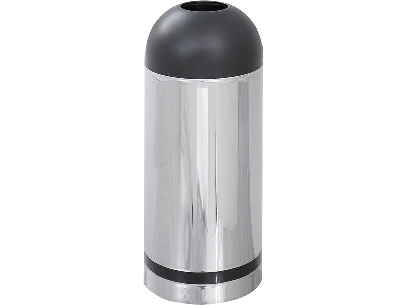 Safco Reflections Indoor Trash Can w/Lid, Chrome/Black Steel, 15 Gal. (9871)