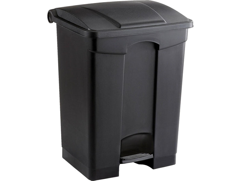 Safco Indoor Step Trash Can, Black Plastic, 17 Gal. (9922BL)