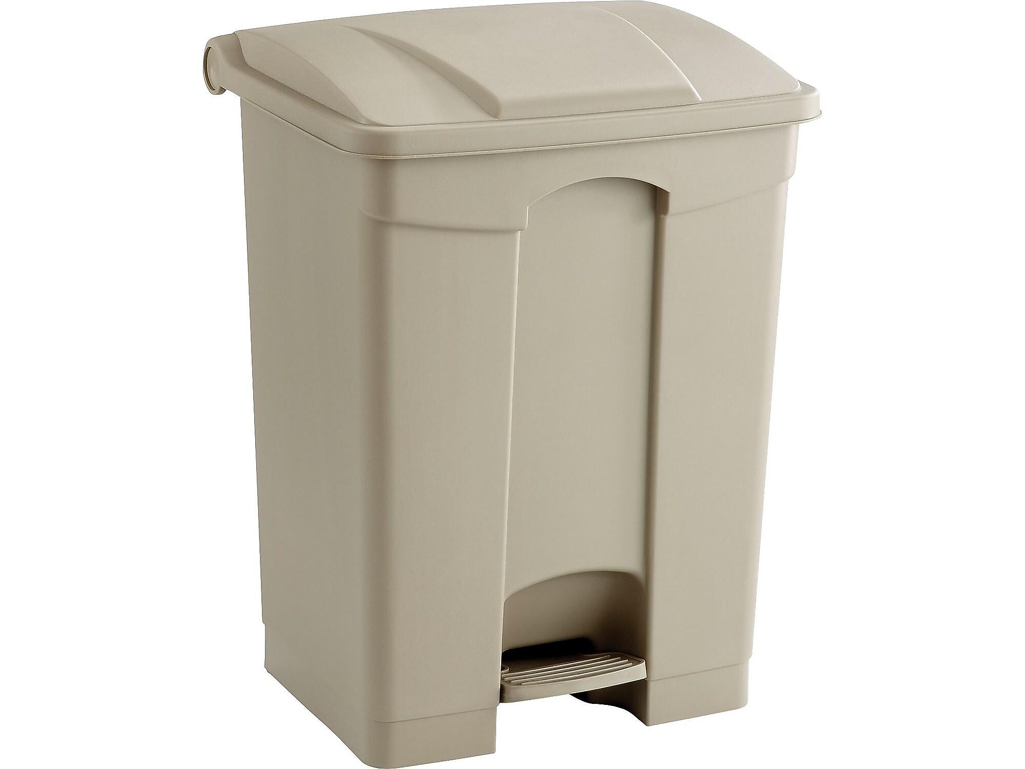 Safco Indoor Step Trash Can, Tan Plastic, 17 Gal. (9922TN)