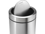 simplehuman Indoor Swing Lid Trash Can, Brushed Stainless Steel, 14.5 Gal. (CW1442)