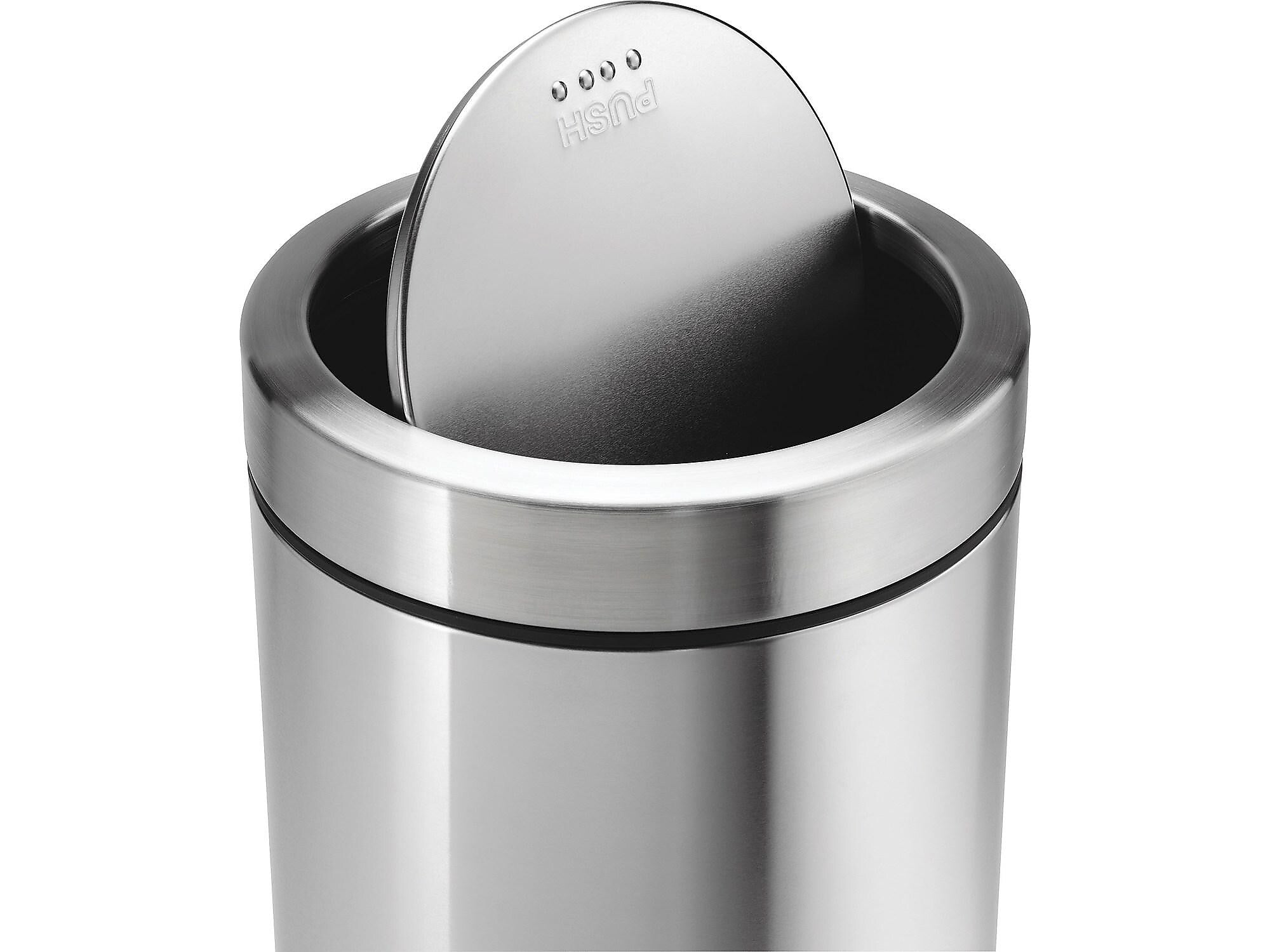 simplehuman Indoor Swing Lid Trash Can, Brushed Stainless Steel, 14.5 Gal. (CW1442)