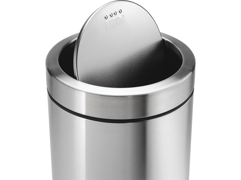 simplehuman Indoor Swing Lid Trash Can, Brushed Stainless Steel, 14.5 Gal. (CW1442)