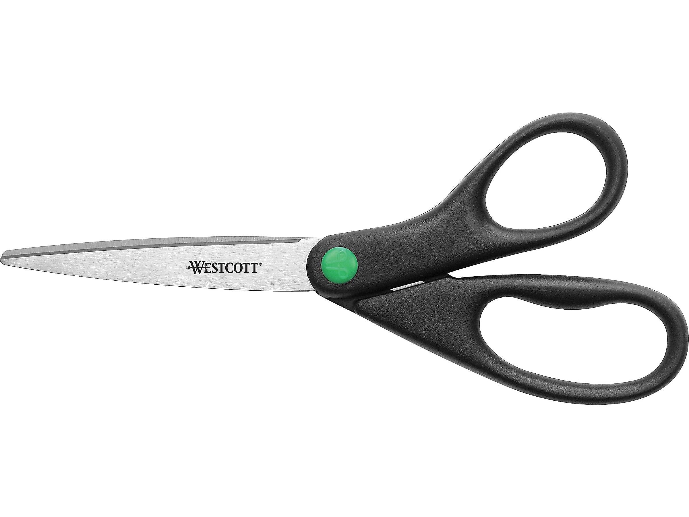 Westcott KleenEarth 8" Stainless Steel Standard Scissors, Pointed Tip, Black (41418/13039)