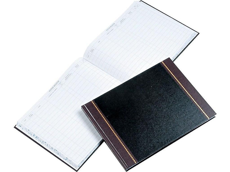 Wilson Jones Visitor Book, 10 Columns, 12.25" x 9.5", Black, 208 Sheets/Book (S491)