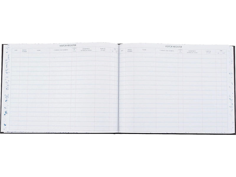 Wilson Jones Visitor Book, 10 Columns, 12.25" x 9.5", Black, 208 Sheets/Book (S491)