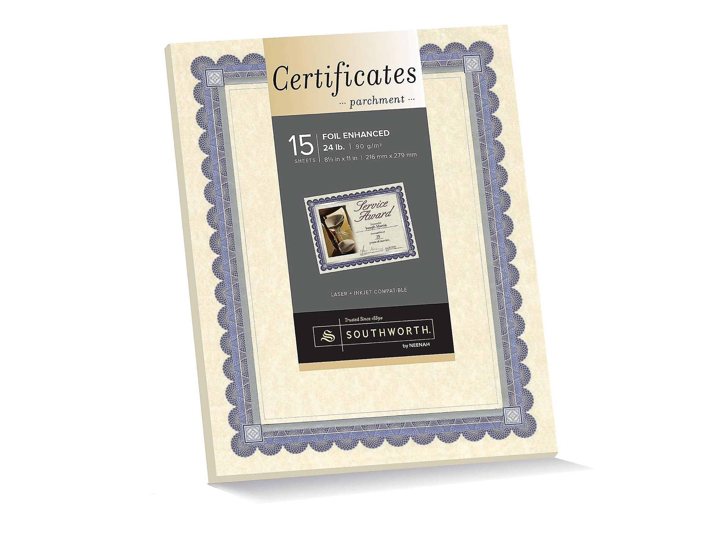 Southworth Certificates, 8.5" x 11", Ivory, 15/Pack (CT1R)