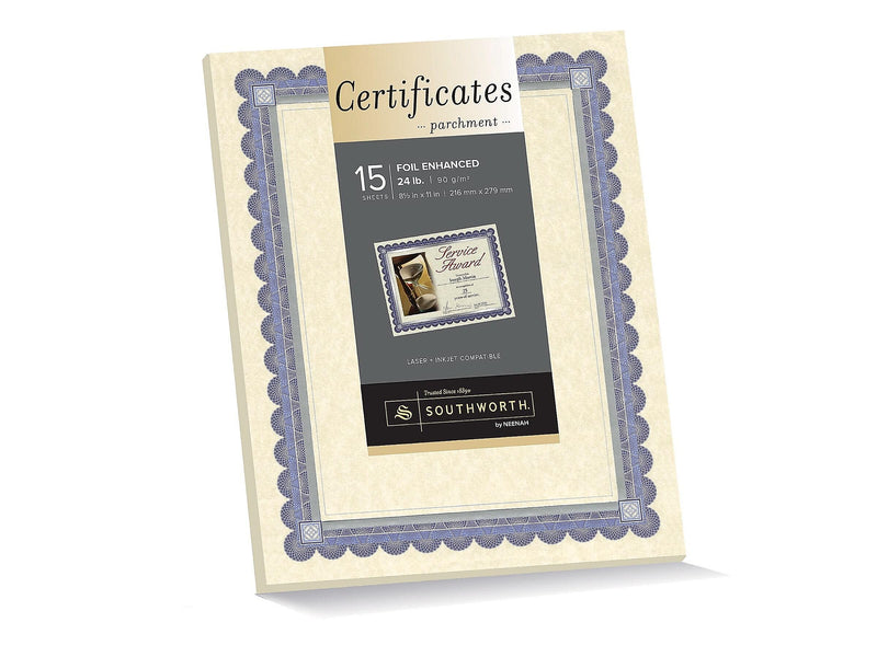 Southworth Certificates, 8.5" x 11", Ivory, 15/Pack (CT1R)
