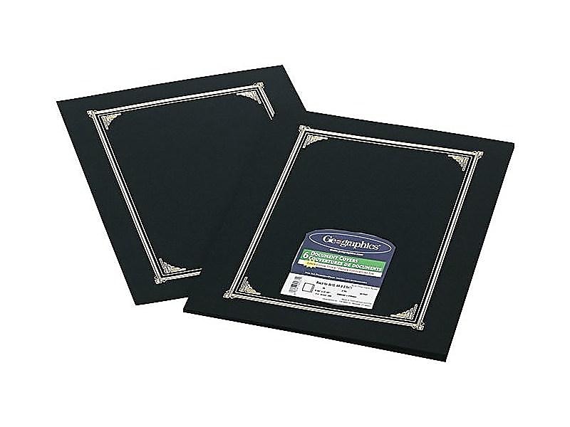 Geographics Classic Linen Document Certificate Holders, 8.5" x 11", Black/Gold, 6/Pack (GEO45331)