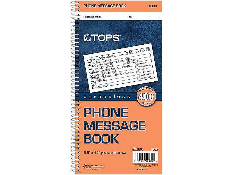 TOPS Message Pad, 5.5" x 11", White, 100 Sheets/Pad (4003)