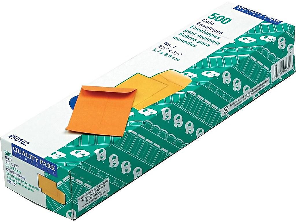 Quality Park Kraft #1 Envelope 2 1/4" x 3 1/2", Brown, 500/Box (QUA50162)