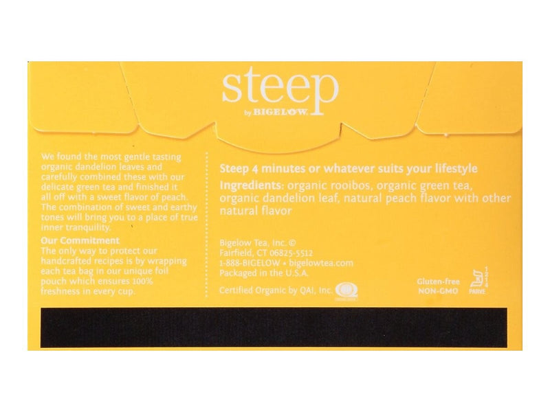 Bigelow Steep Dandelion & Peach Green & Rooibos Tea Bags, 20/Box (17715)
