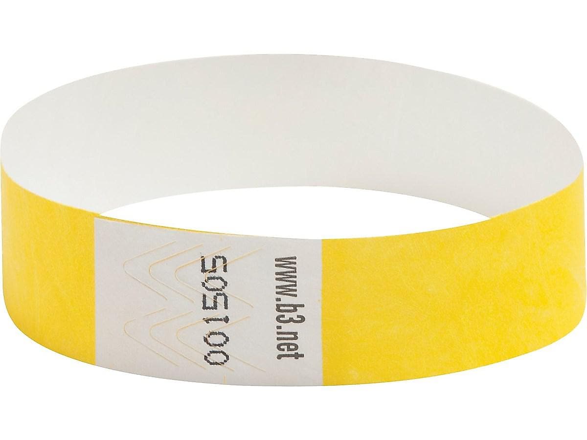 Baumgarten's Sicurix Security Crowd Control Wristbands, Yellow, 100/Pack (85070)