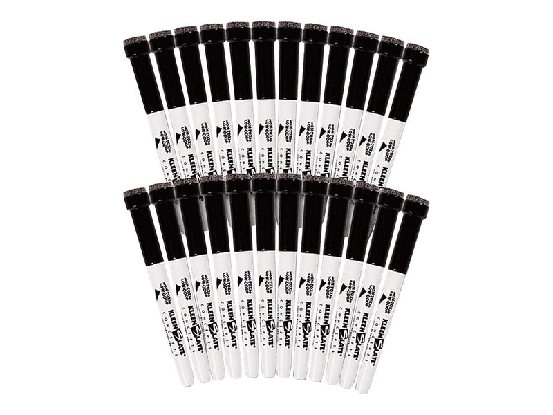 KleenSlate Dry Erase Markers with Eraser Caps, Black, 24/Pack (43324)