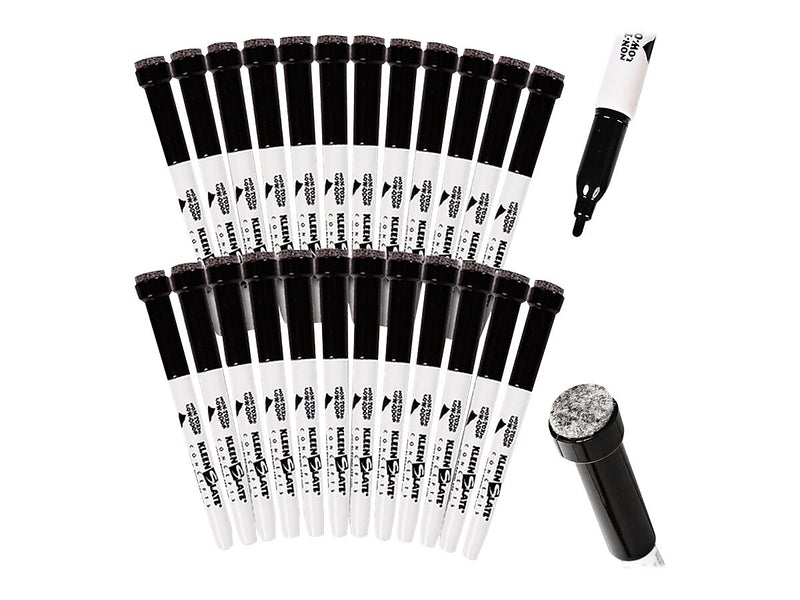 KleenSlate Dry Erase Markers with Eraser Caps, Black, 24/Pack (43324)