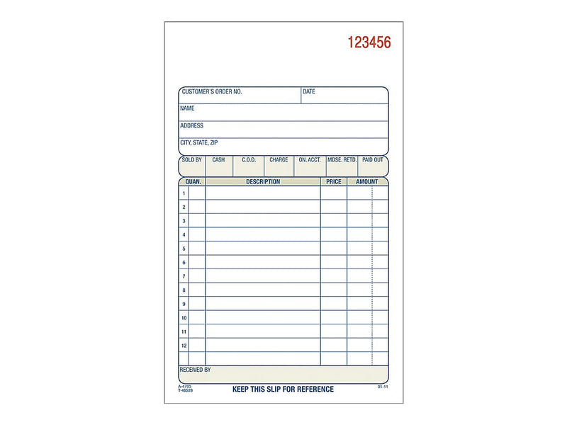 Adams 2-Part Carbonless Sales Orders, 4.17"L x 7.2"W, 50 Sets/Book, 10/Box (DC4705-10)