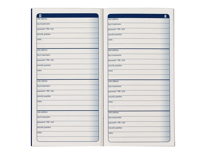 Adams Password Journal, 3.25" x 6.25", 48 Pages, Navy (APJ99)