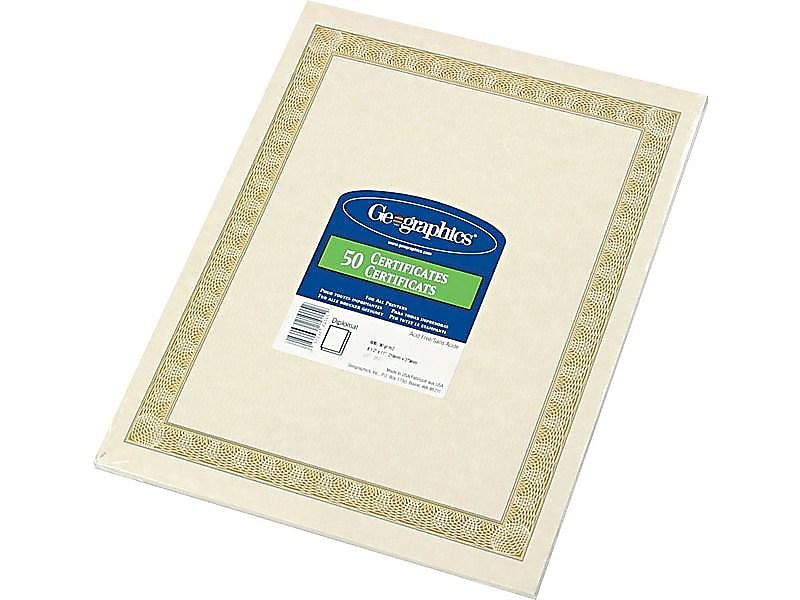 Geographics Natural Diplomat Border Certificates, Beige, 50/Pack (21015)