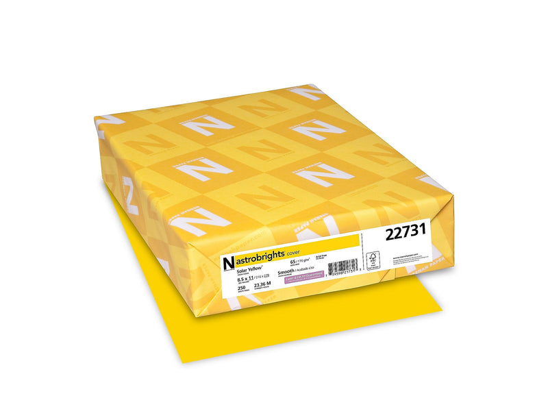 Astrodesigns 65 lb. Cardstock Paper, 8.5" x 11", Solar Yellow, 250 Sheets/Pack (22731)