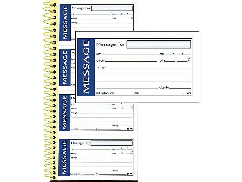 Adams 2-Part Write 'N Stick Message Pad, 5.25" x 11", White, 25 Sheets/Pad (SC1153WS)