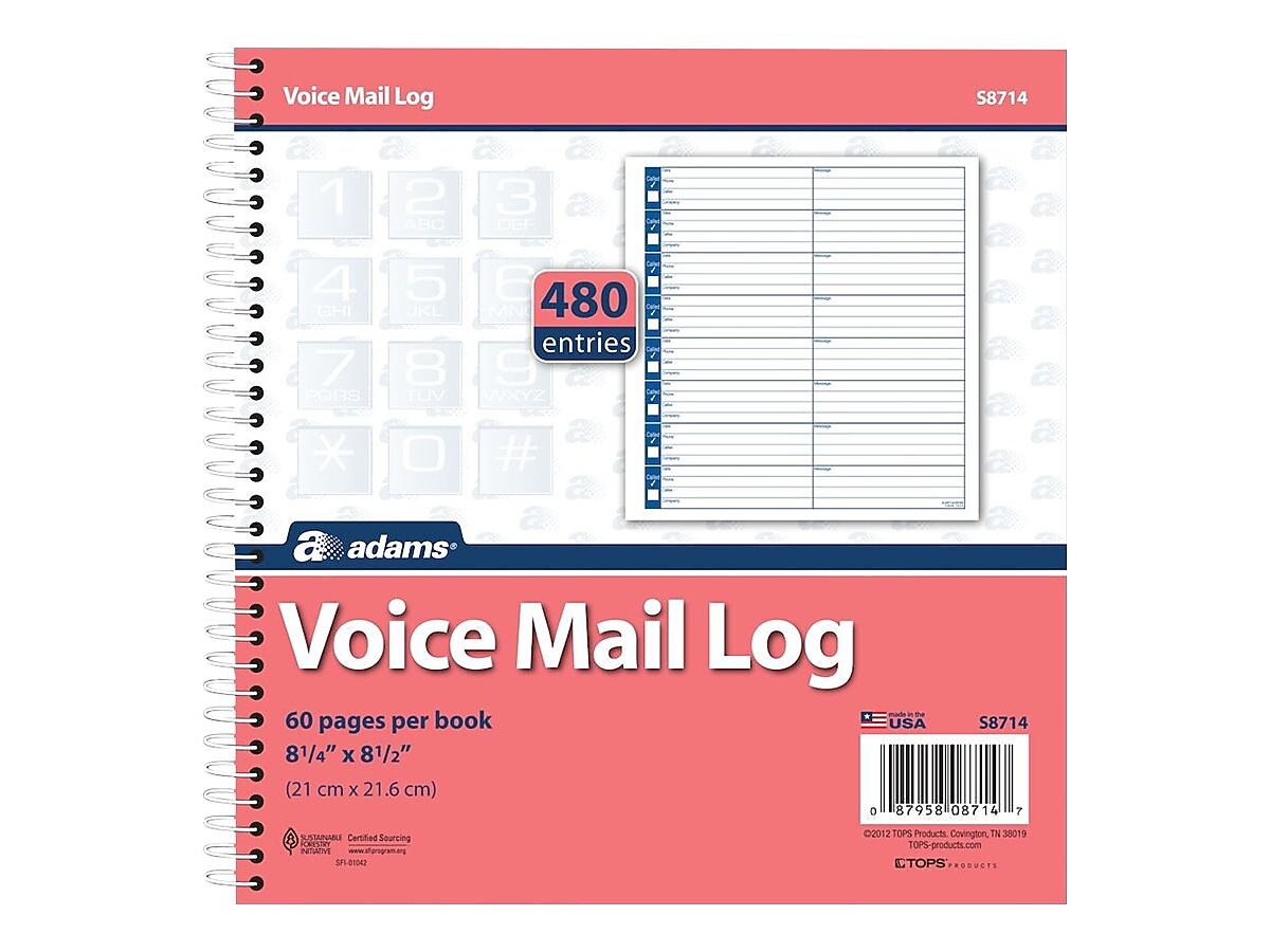 Adams Message Pads, 8.25" x 8.5", White, 30 Sheets/Pad, 2 Pads/Pack (S8714)