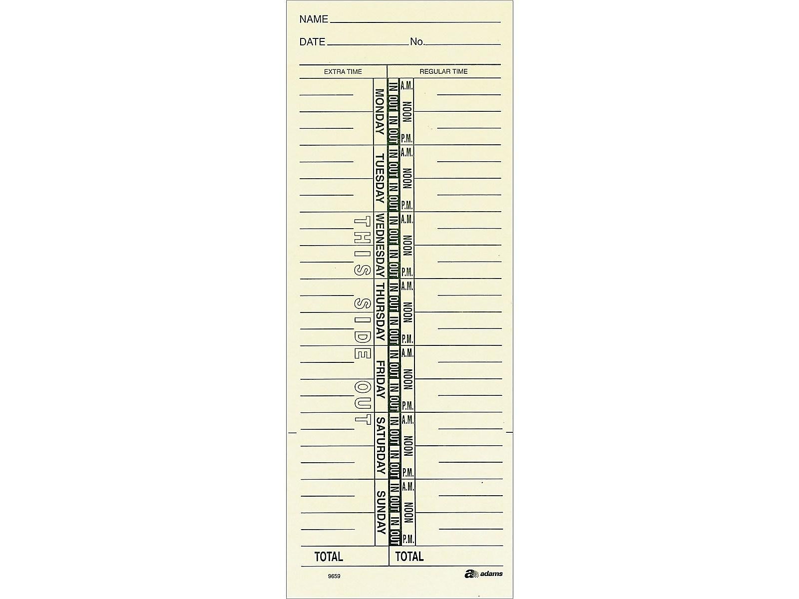 Adams Time Cards, 200/Pack (ABF 9659-200)