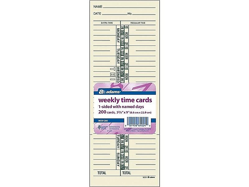 Adams Time Cards, 200/Pack (ABF 9659-200)