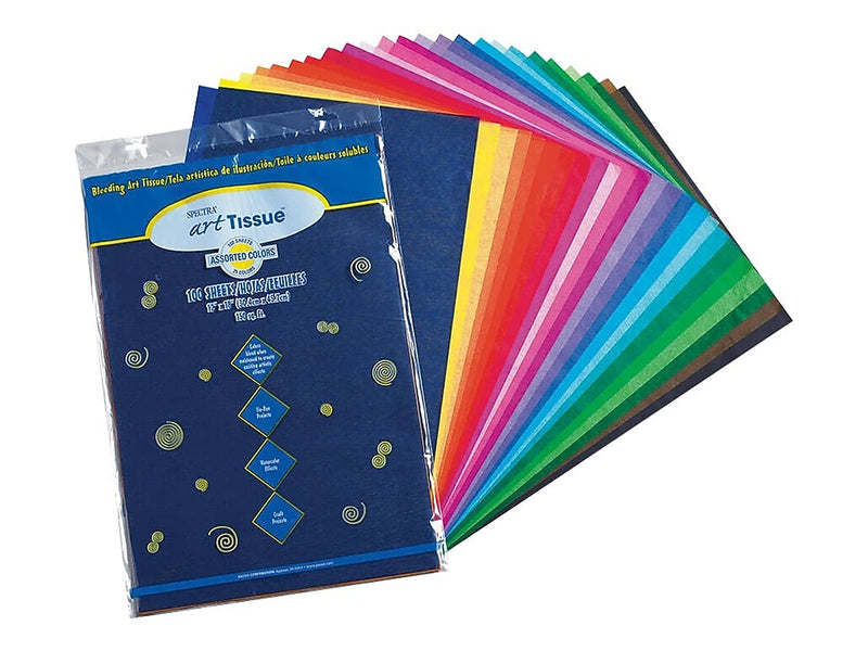 Spectra Art Tissue Paper, 12"W x 18"L, Assorted Colors, 100/Pack (0059530)