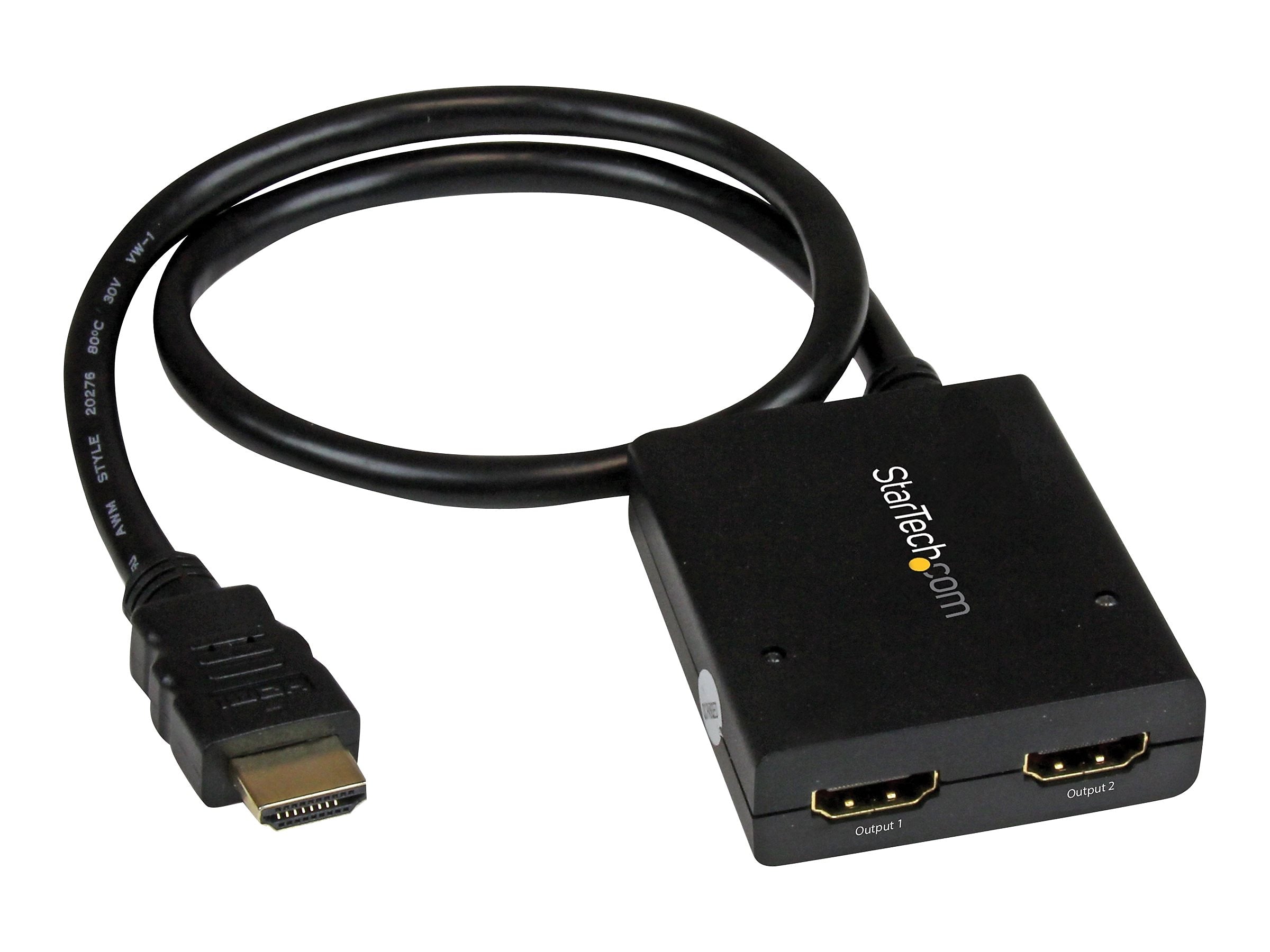 StarTech HDMI to HDMI/HDMI Audio/Video Splitter, Male to Female, Black (ST122HD4KU)