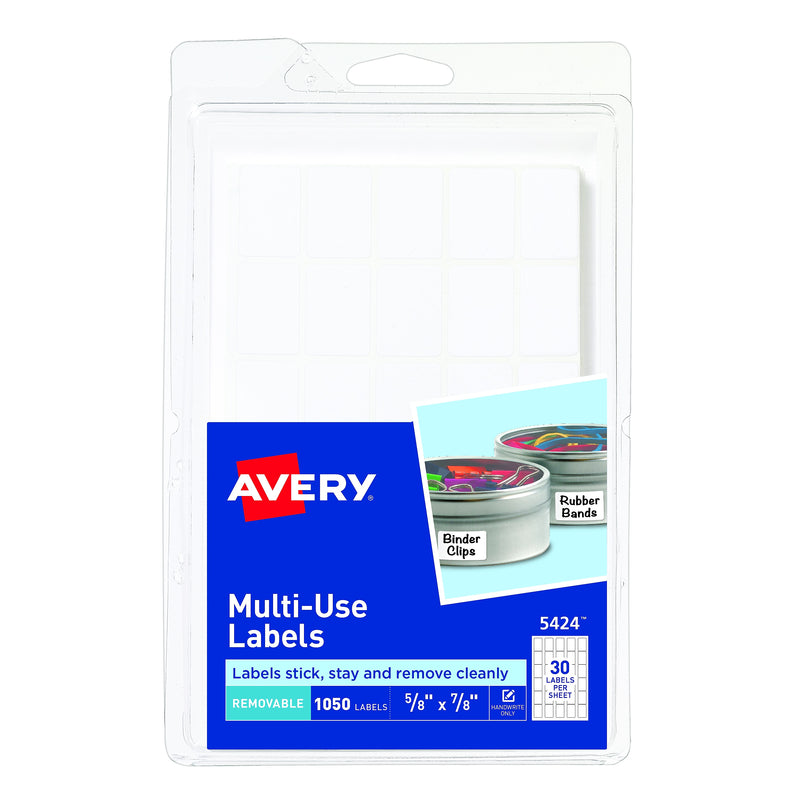 Avery Hand Written Multipurpose Labels, 5/8" x 7/8", White, 30/Sheet, 35 Sheets/Pack (5424)