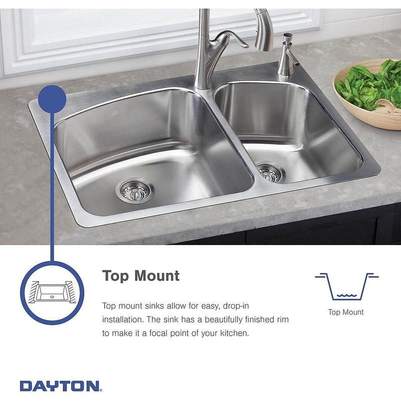 Elkay Dayton Bar Sink, Stainless Steel, Single Bowl, Top Mount, Satin (D117191)