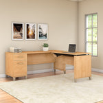 Bush Furniture Somerset 72"W 3 Position Sit to Stand L Shaped Desk, Maple Cross (SET014MC)