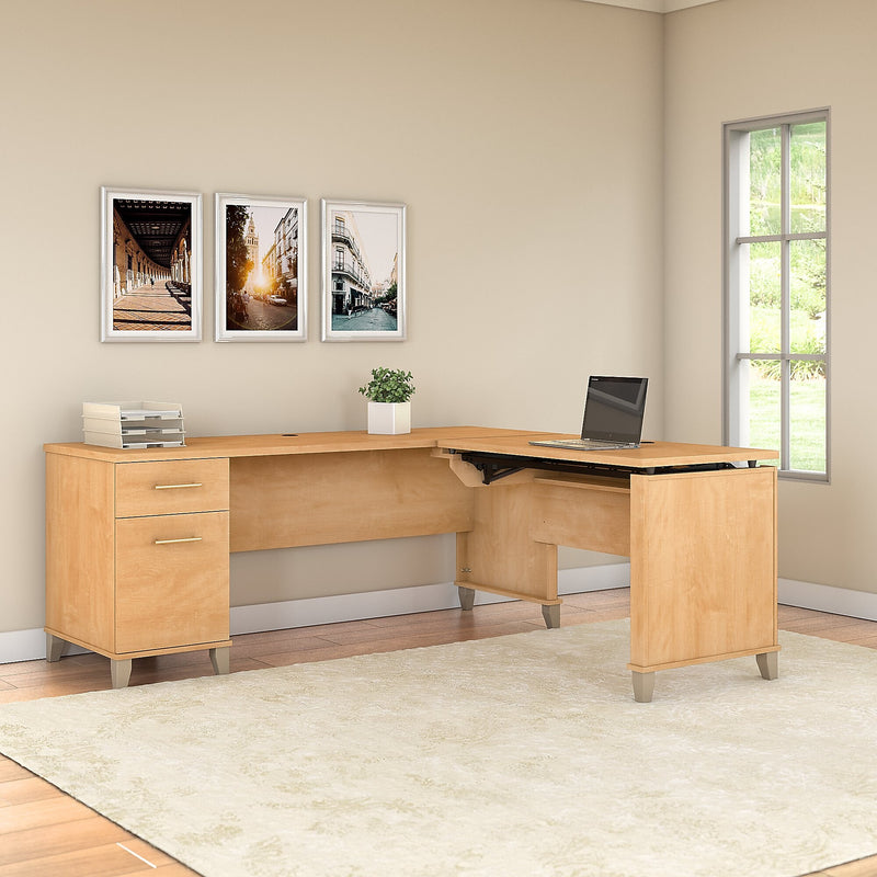 Bush Furniture Somerset 72"W 3 Position Sit to Stand L Shaped Desk, Maple Cross (SET014MC)