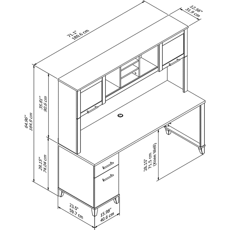 Bush Furniture Somerset 72"W Office Desk with Drawers and Hutch, Mocha Cherry (SET018MR)