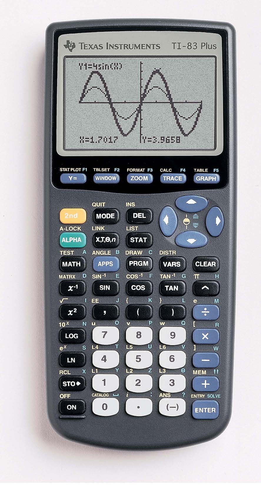 Texas Instruments TI-83 PLUS Graphing Calculator, Gray, 10/Box (TI83PLUSTK)