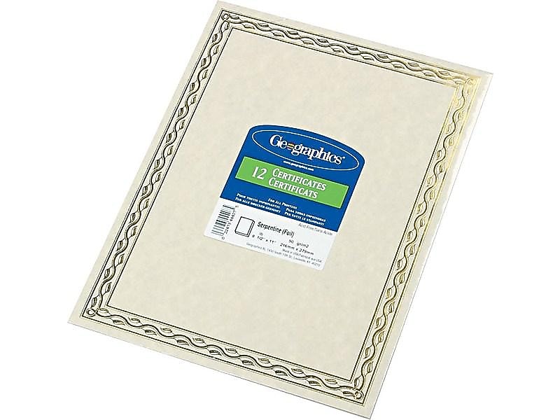 Geographics Serpentine Award Certificates, 8.5" x 11", Natural, 12/Pack (GEO44407)