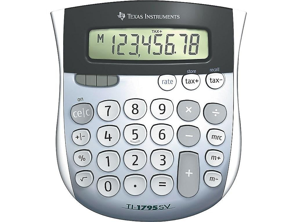 Texas Instruments TI-1795 SV 8-Digit Desktop Calculator, Gray/Silver