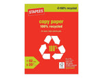 Staples 100% Recycled 8.5" x 11" Copy Paper, 20 lbs., 92 Brightness, 500/Ream (620016)