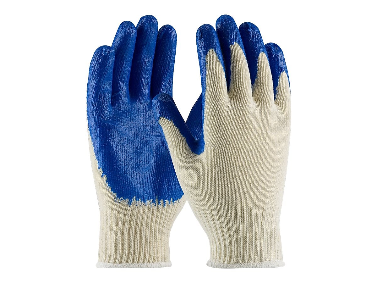 PIP 39-C122 Latex Coated Cotton/Poly Gloves, XL, 10 Gauge, Natural/Blue, 12 Pairs (39-C122/XL)