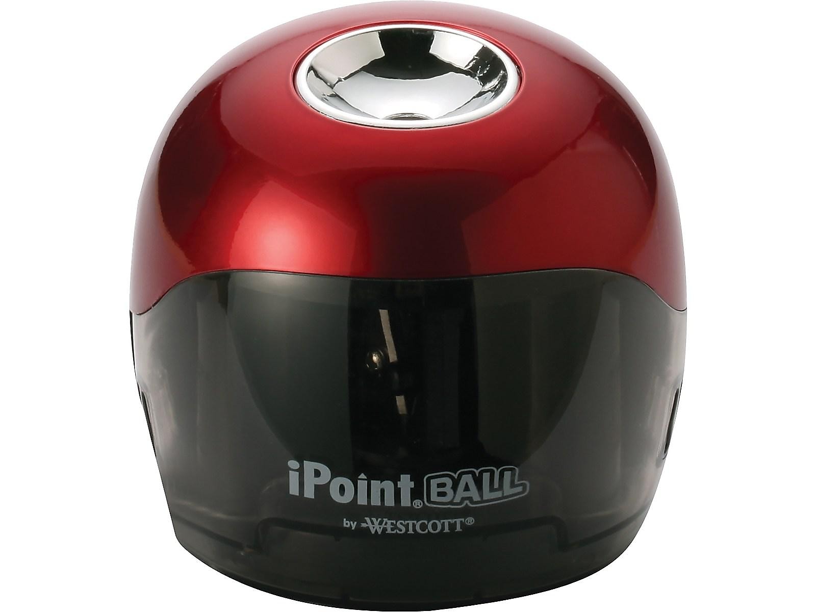 Westcott iPoint Ball Battery Powered Pencil Sharpener, Red/Black (15570)