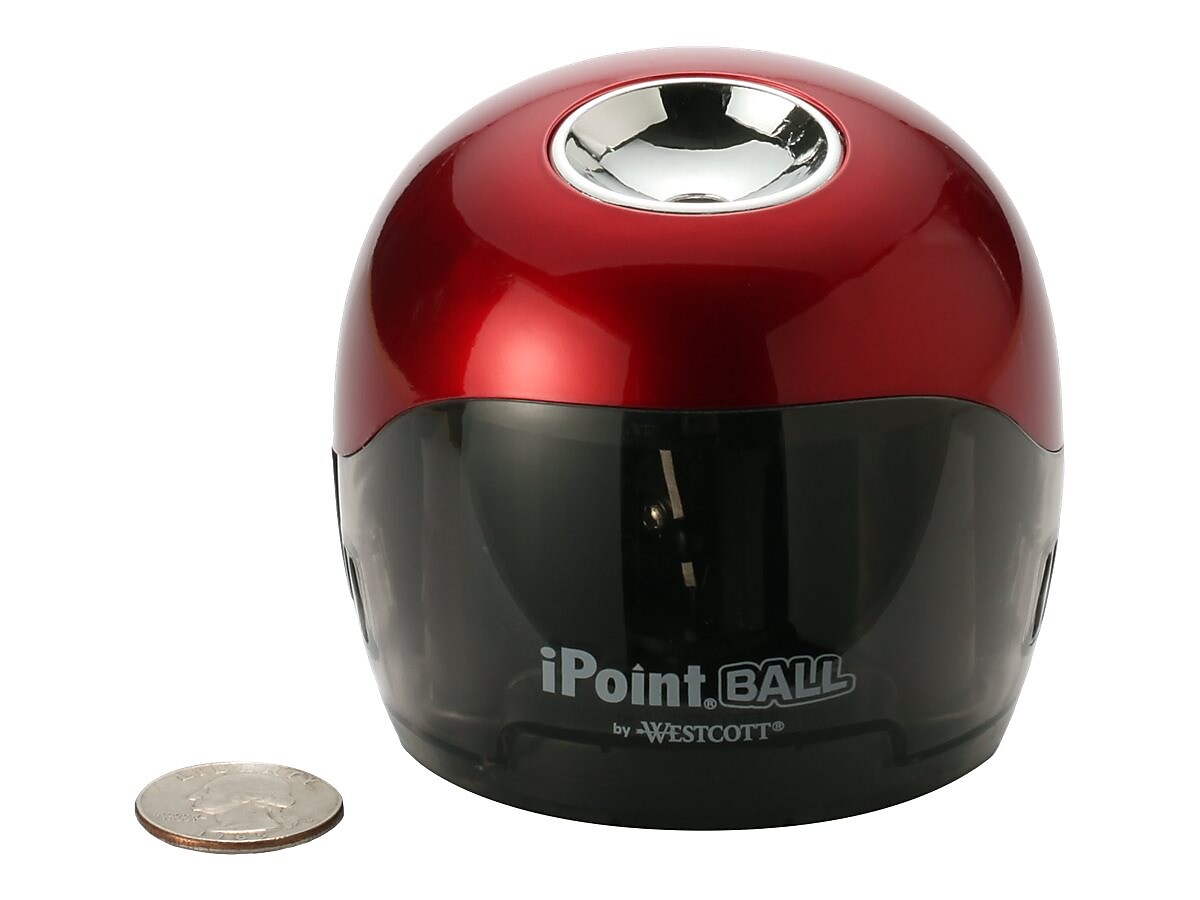 Westcott iPoint Ball Battery Powered Pencil Sharpener, Red/Black (15570)