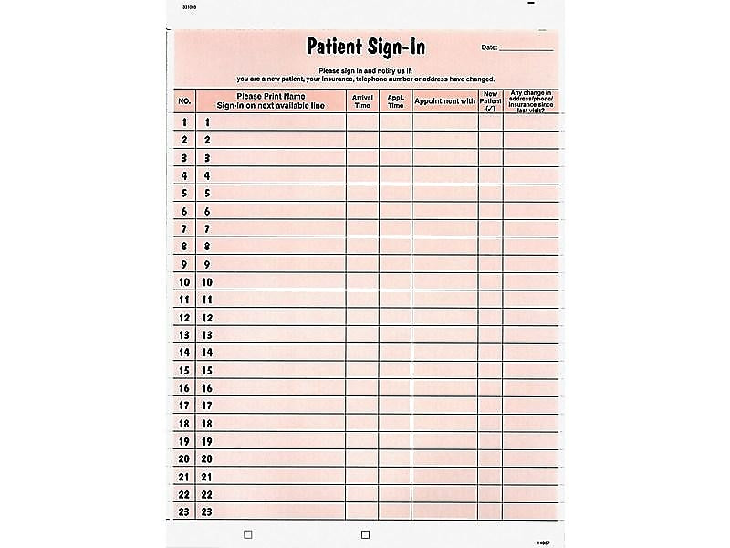 Tabbies Patient Privacy Sign-In Sheets, 2-Part, 125/Pack (TAB14530)