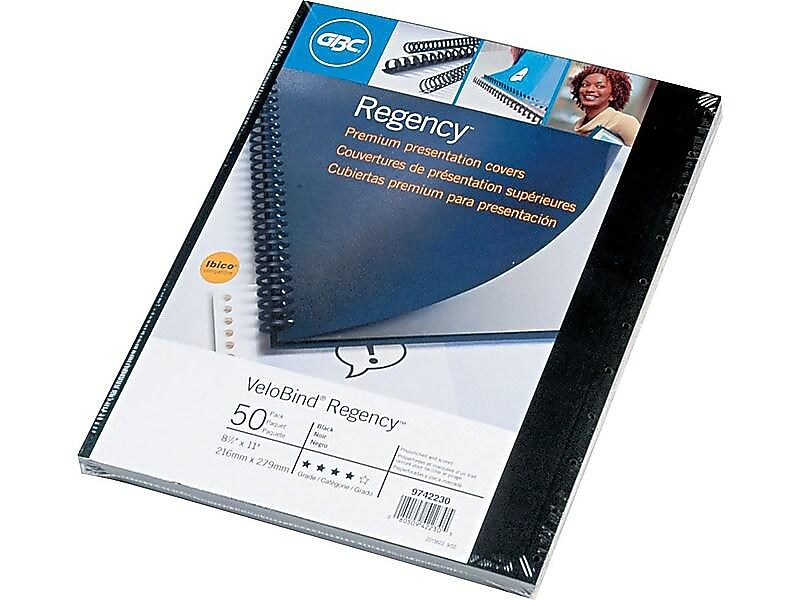 GBC Regency VeloBind Presentation Covers, 8.5"W x 11"H, Black, 50 Pack (9742230)