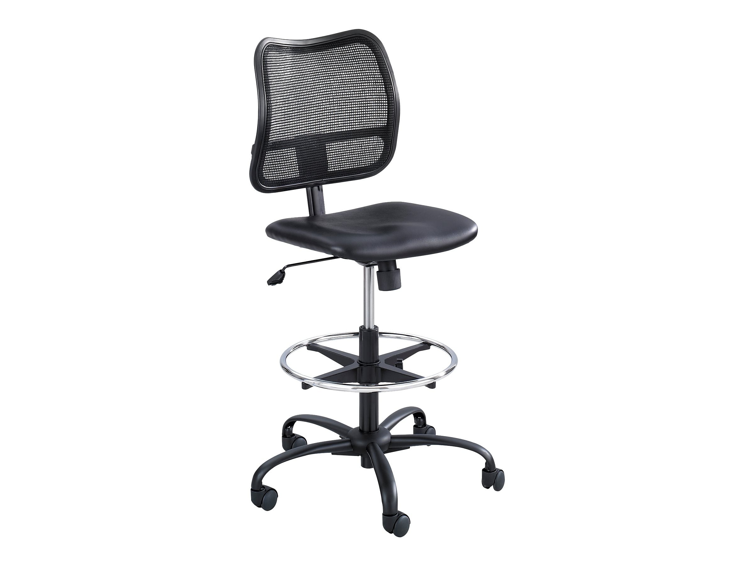 Safco Vue Nylon Mesh Back Vinyl Computer/Desk Chair with Footrest, Black (3395BV)