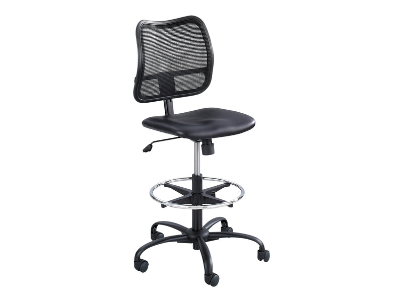 Safco Vue Nylon Mesh Back Vinyl Computer/Desk Chair with Footrest, Black (3395BV)