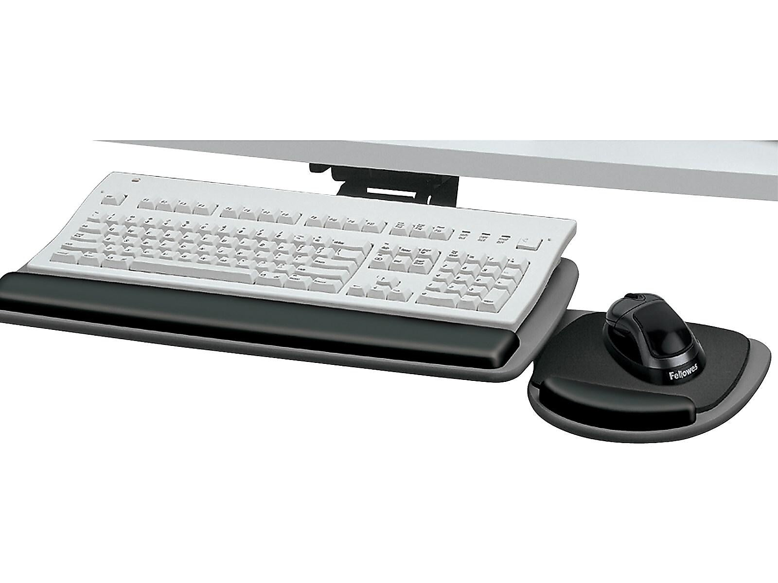 Fellowes Standard Adjustable Keyboard Shelf, Black/Graphite (93841)