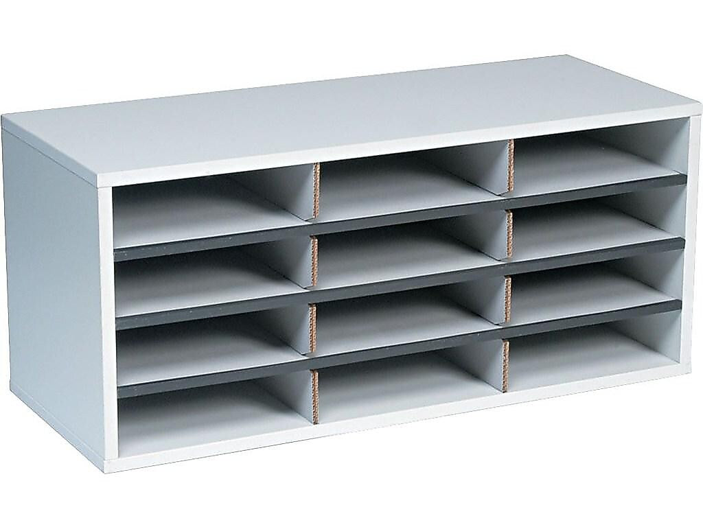Fellowes 12-Compartment Literature Organizers, 29" x 12.94", Dove Gray (25004)