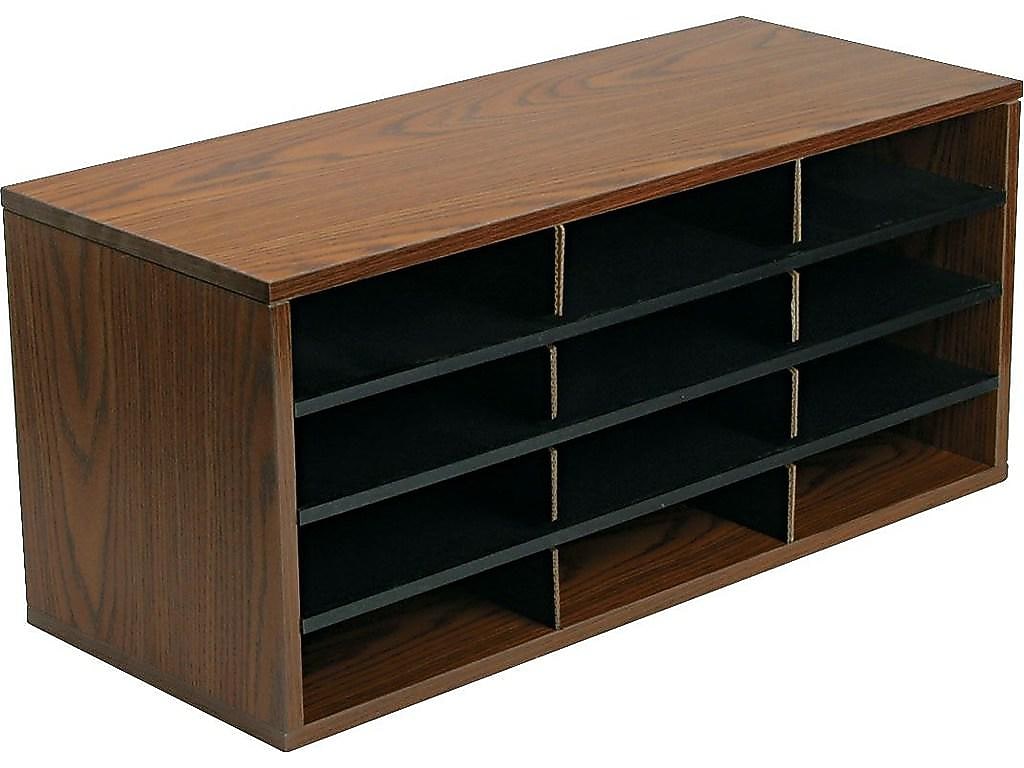 Fellowes 12-Compartment Literature Organizers, 29" x 12.94", Medium Oak (25400)