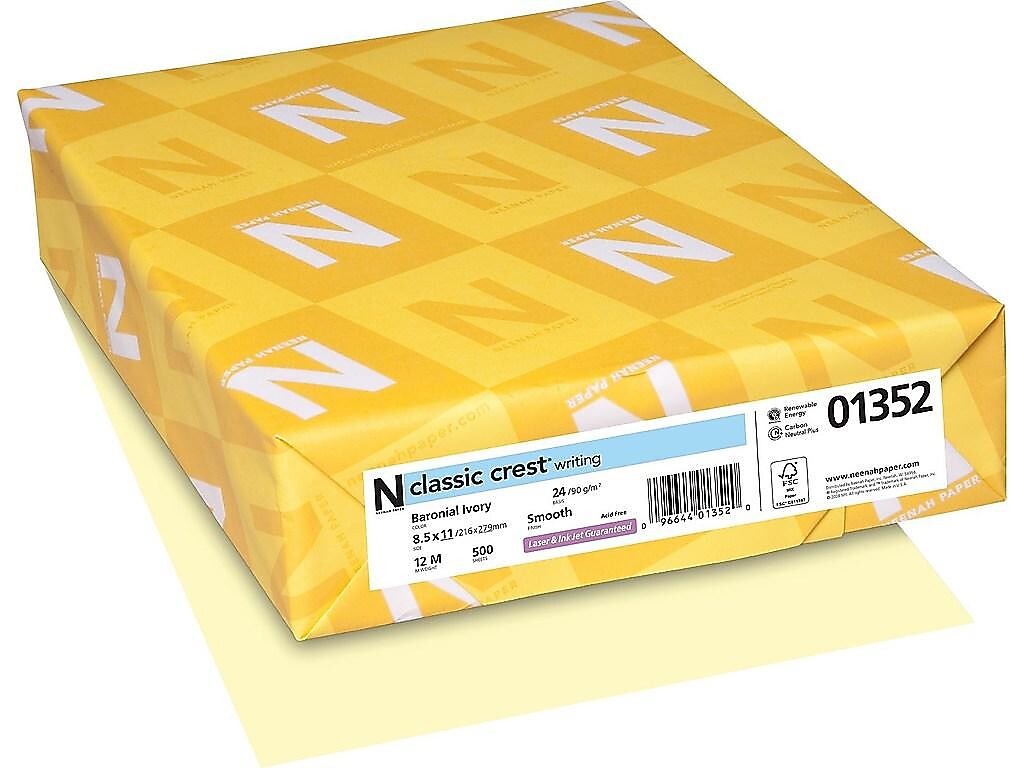 Classic Crest 8.5" x 11" Multipurpose Paper, Baronial Ivory, 24 lbs., 92 Brightness, 500/Ream (01352)