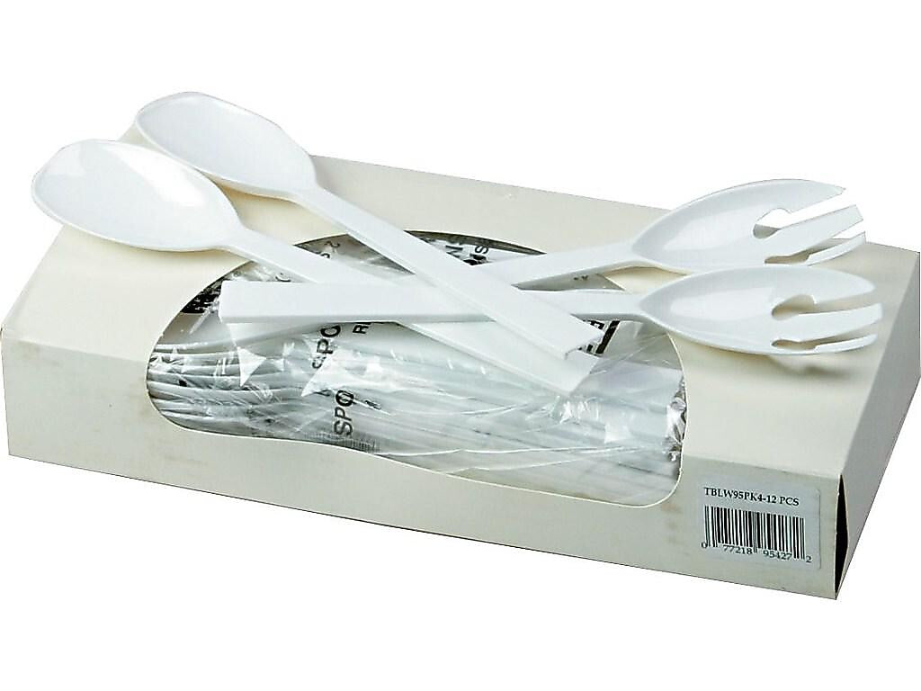 Table Mate Plastic Serving Sets, Medium-Weight, White, 48/Pack (W-95PK4)
